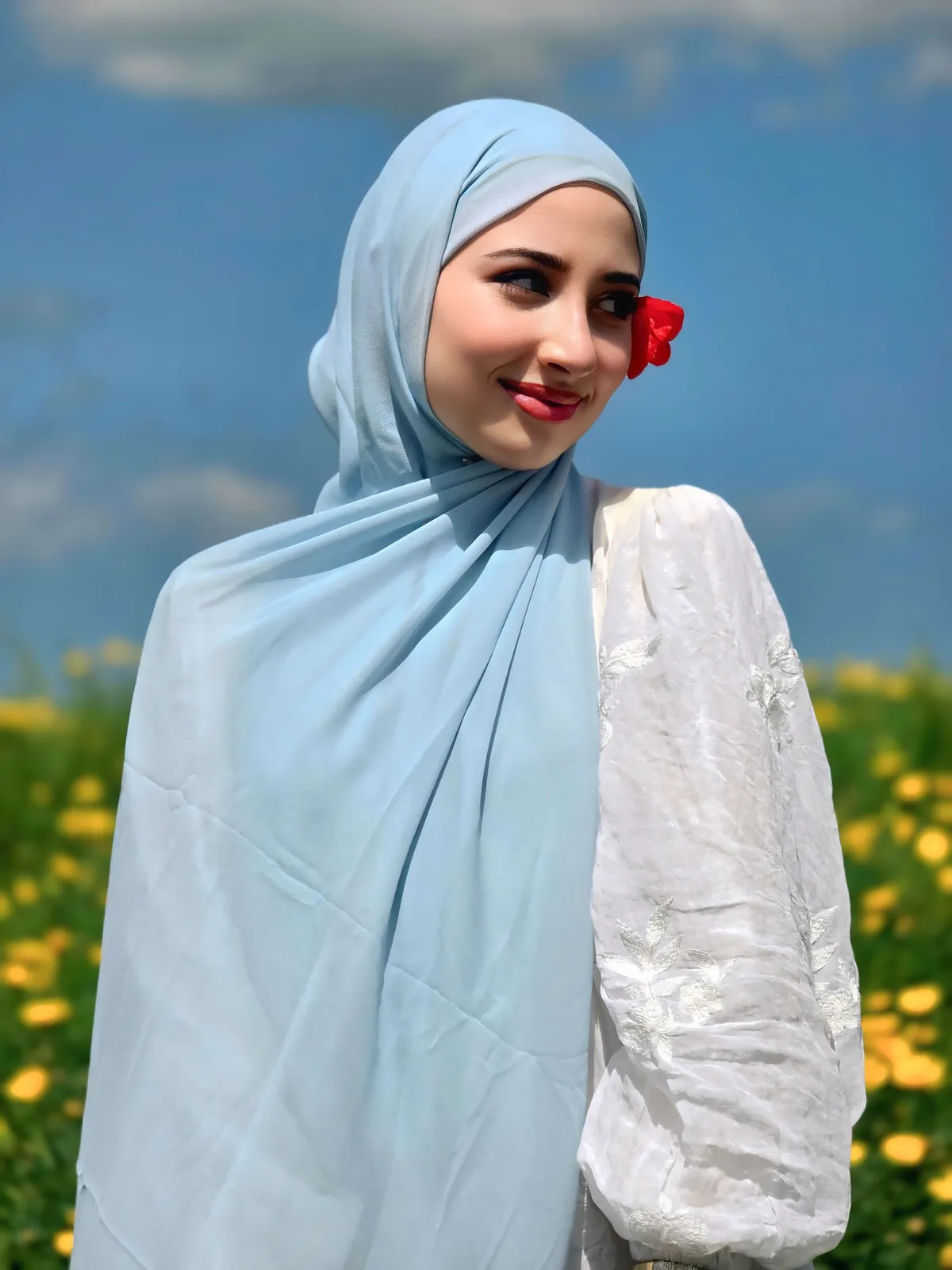 Hijeb chiffon - Bleu Ciel