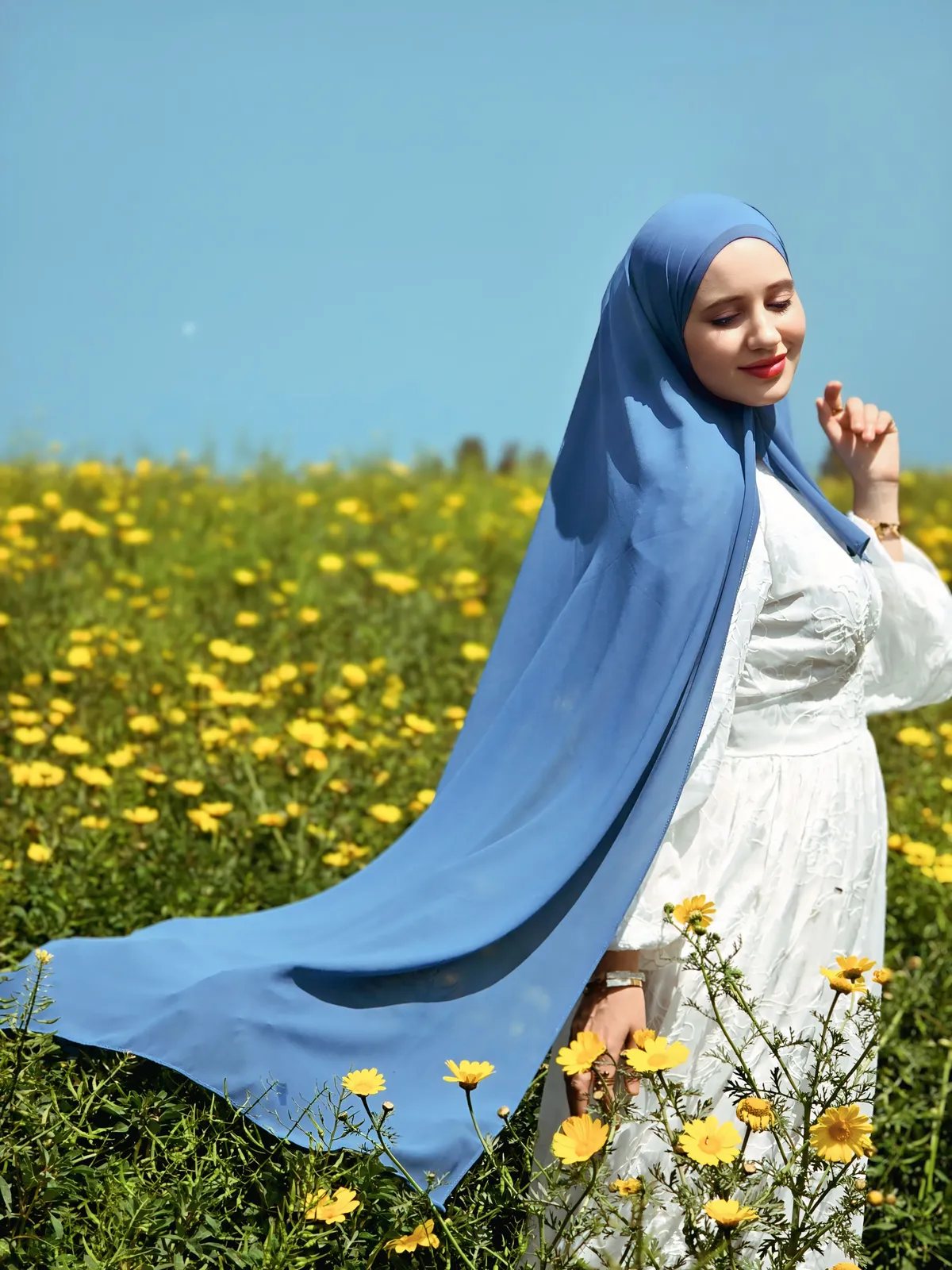 Hijeb Chiffon Bleu